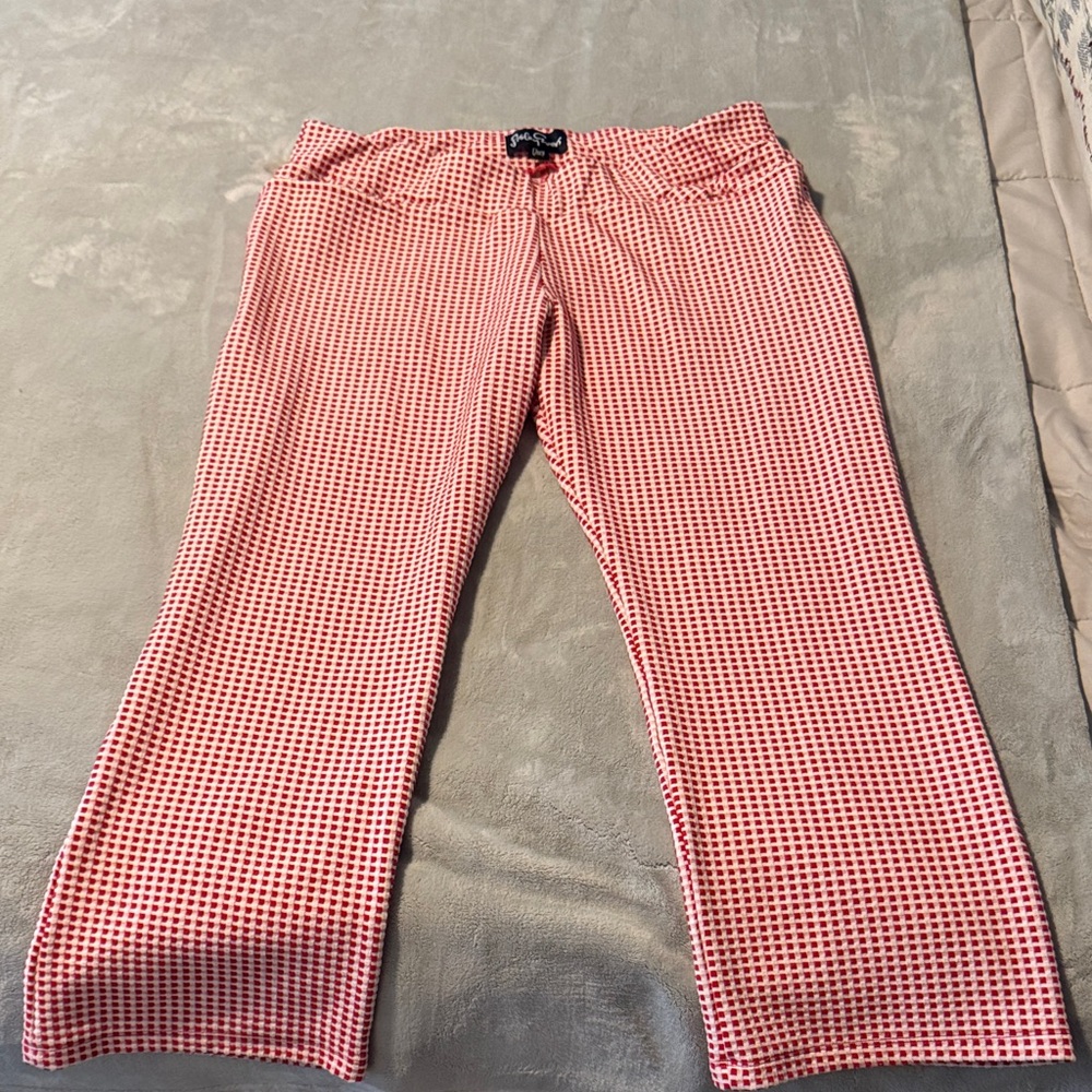 Lesley Evers Stylish Red Checkered Women's Cropped Pants